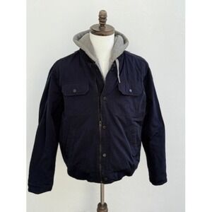 William‎ Rast Mens Navy Blue Utility Jacket Hoodie Bomber Size Large Timberlake